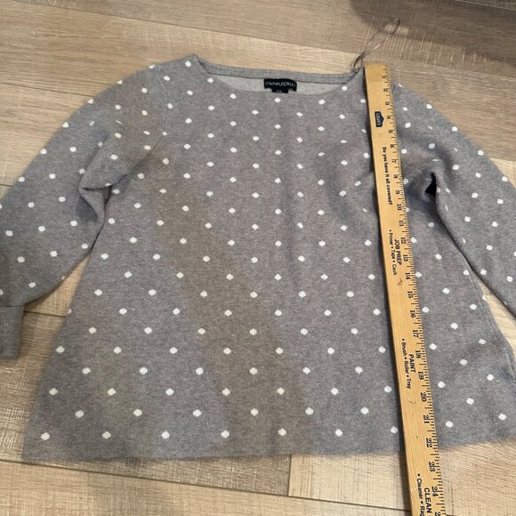 CYNTHIA ROWLEY WOMENS GRAY POLKA DOT SWEATER MEDIUM - Picture 3 of 7